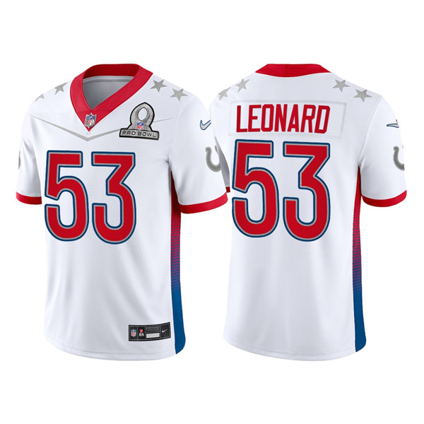 Men’s Indianapolis Colts #53 Darius Leonard 2022 White AFC Pro Bowl Stitched Jersey